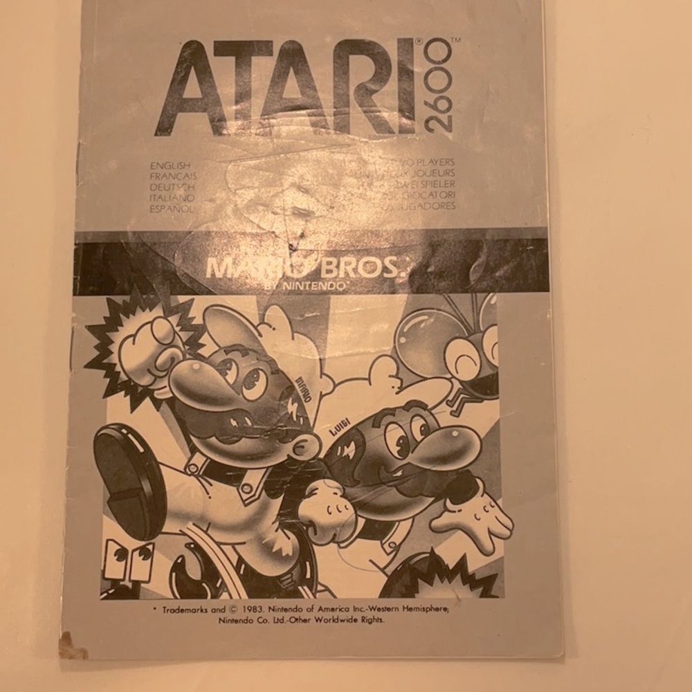 Atari 2600 Mario Brothers instruction manual 1987 issue